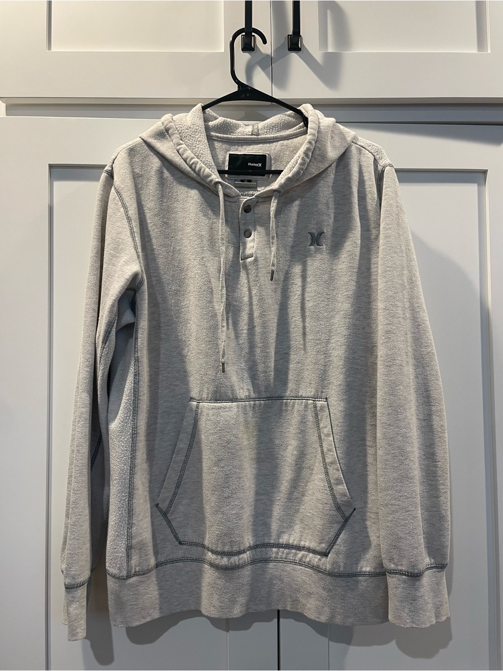 Hurley Light Gray Hooded Henley Pullover